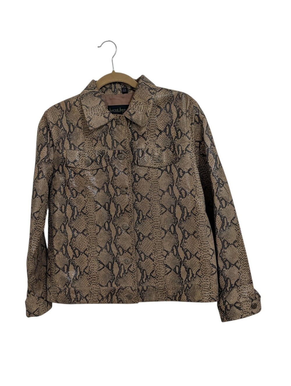 Harve Benard Snake Print Leather Jacket Women's L